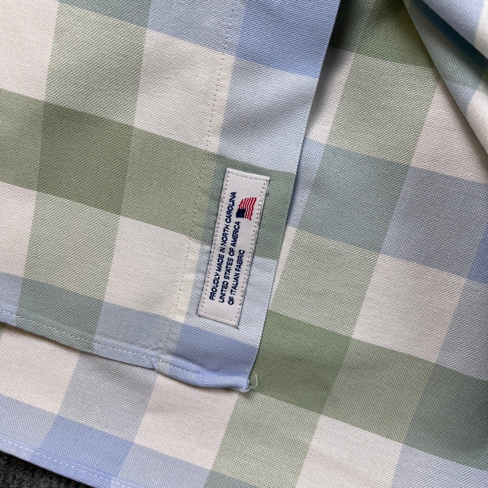 Vintage Brooks Brothers Shirt Mens L Green Blue OCBD Italian Fabric Made in USA - Picture 5 of 10